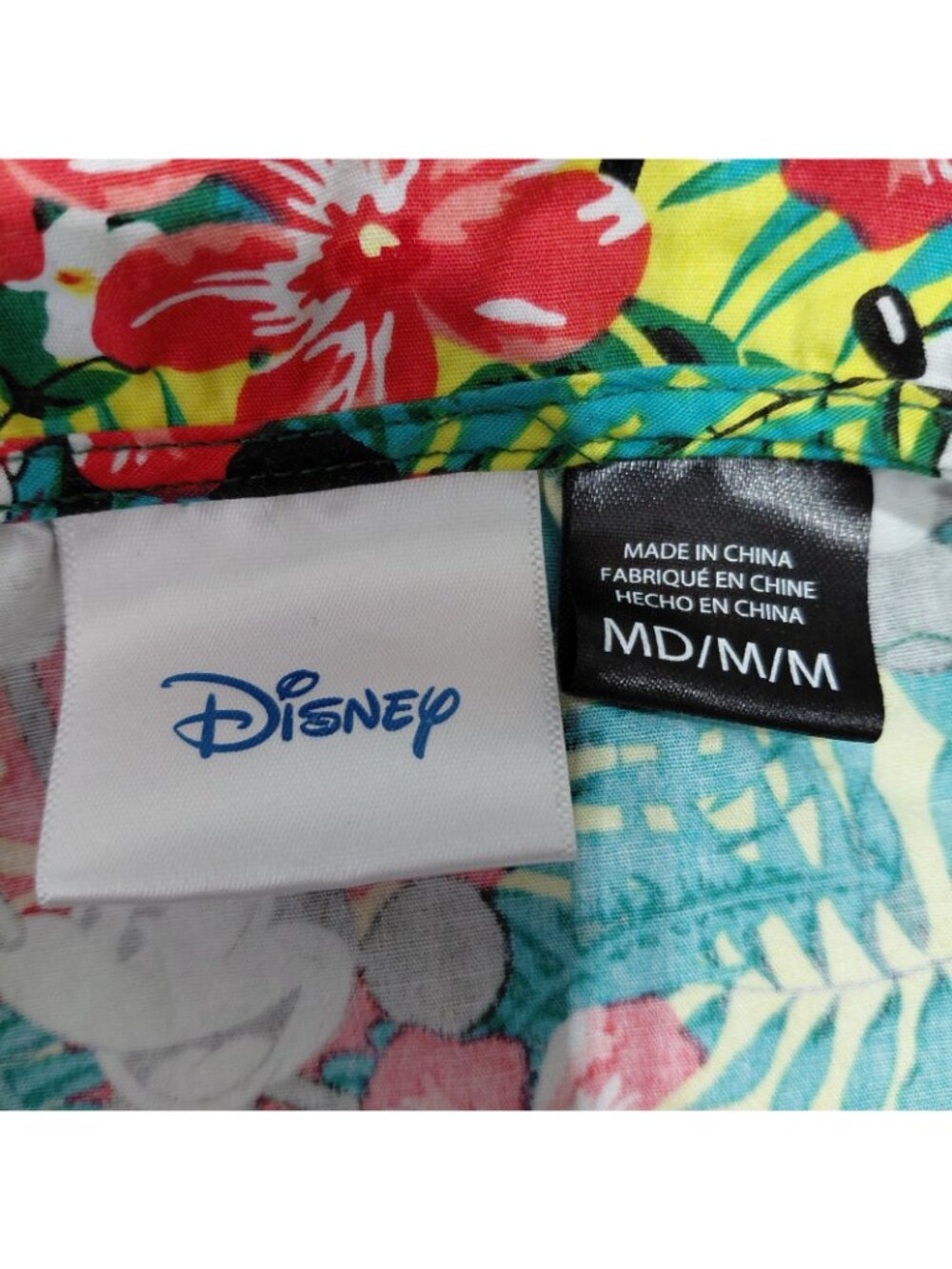 Disney Shirt Mens Medium Mickey Mouse Hawaiian Tropical Button Up Travel Dad - Picture 10 of 12